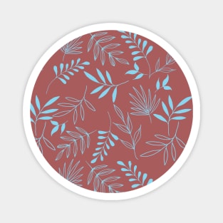 Light blue leaf pattern Magnet